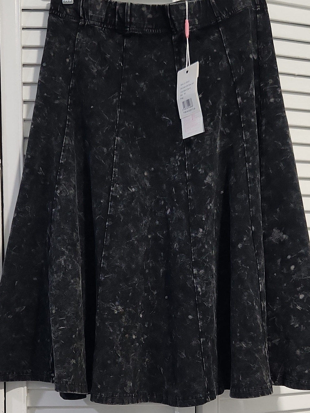 S&D Black Washed Marble-Print Circle Skirt